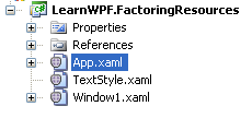 Project File Structure with new TextStyle.xaml file